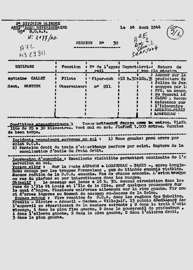 Ordre de mission 25 aout 1944 1ere partie